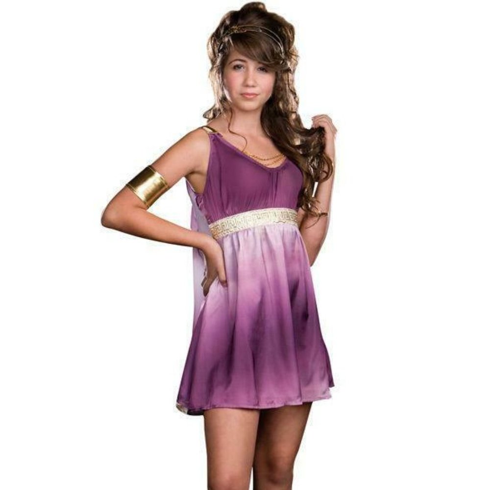 Girls Gorgeous Goddess Costume Dress Set Purple XS